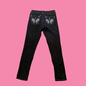 Rebel & Soul Skinny Angel Wings Black Jeans Bling size 10